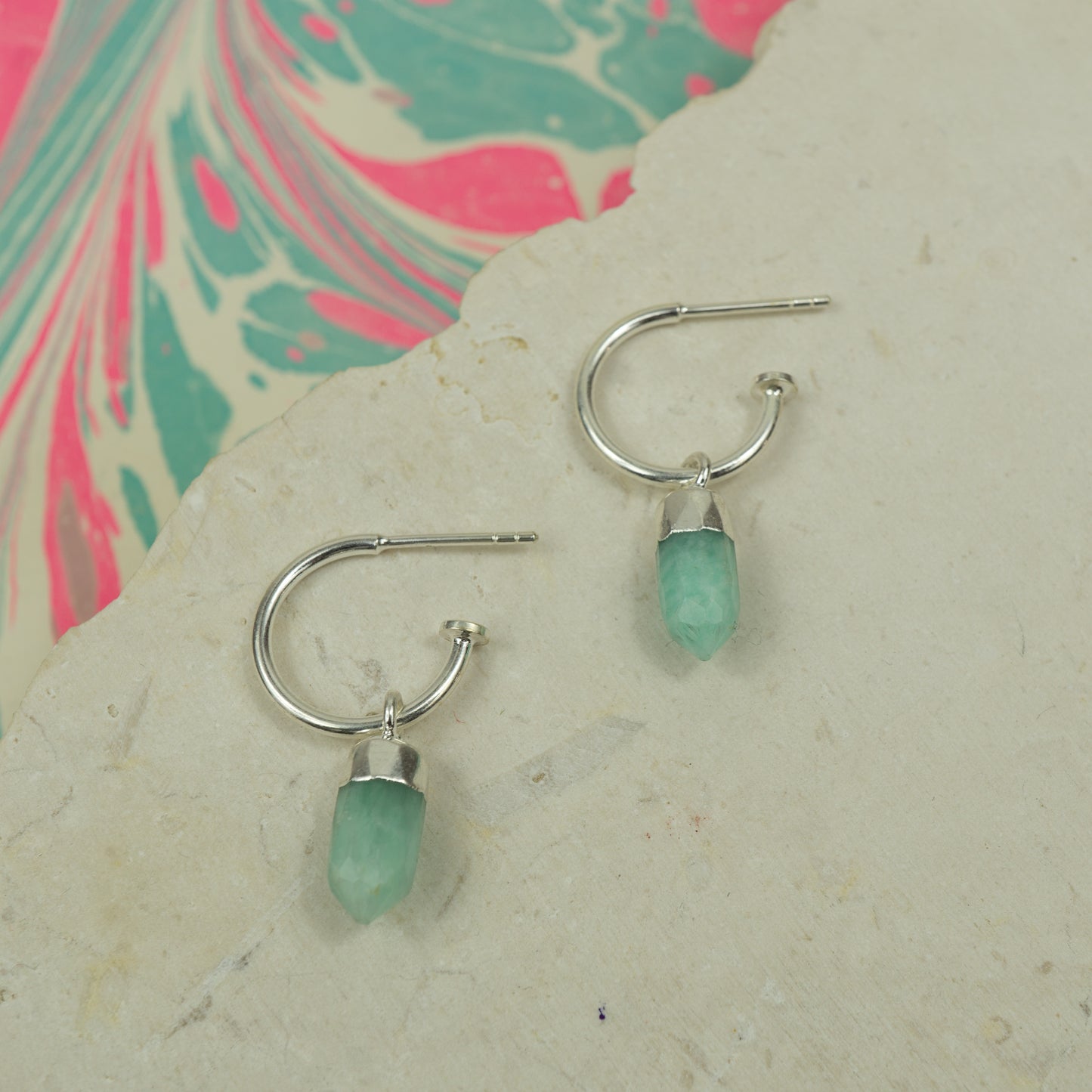 Amazonite Spike Hoops