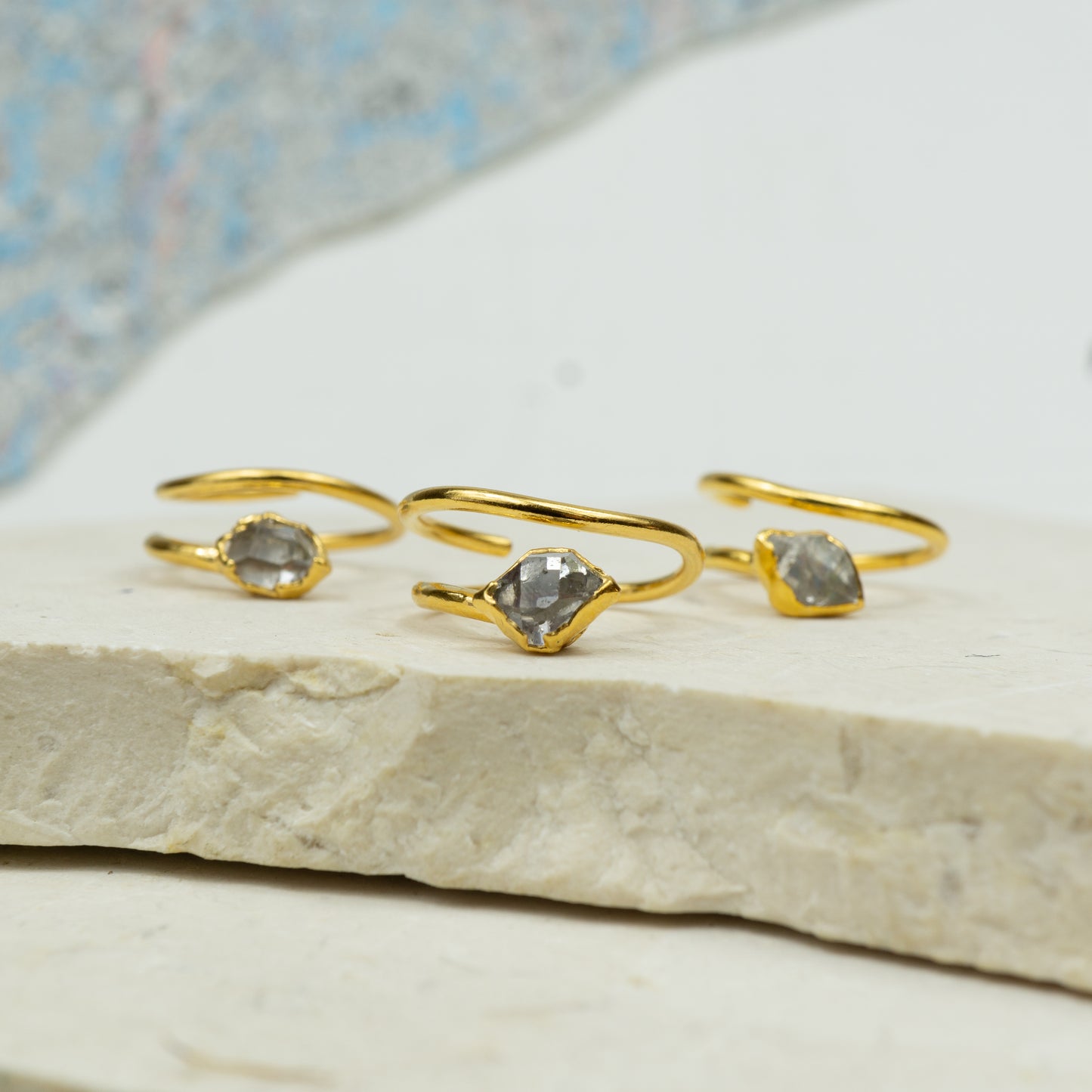 Herkimer Diamond Corkscrew Ring