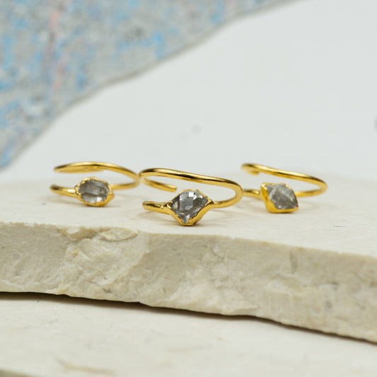 Herkimer Diamond Corkscrew Ring