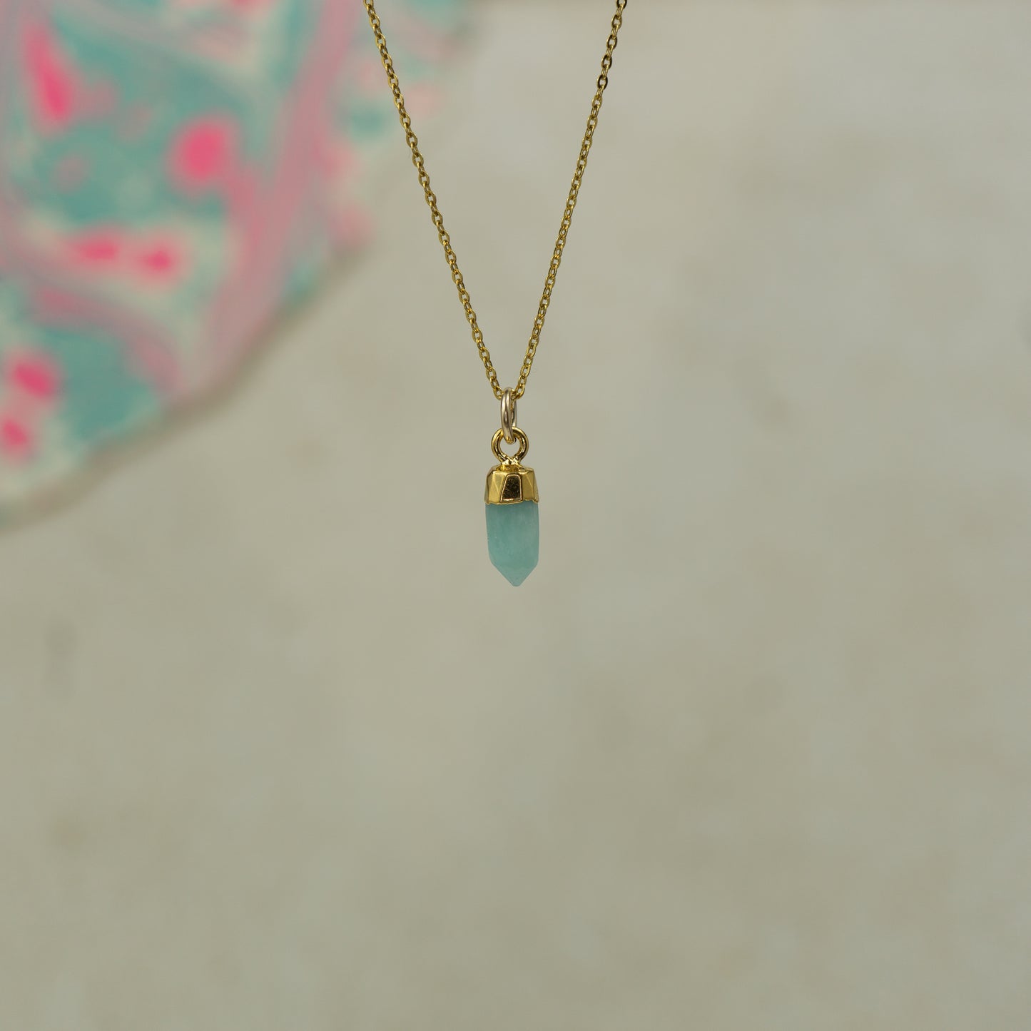 gold amazonite spike pendant on chain