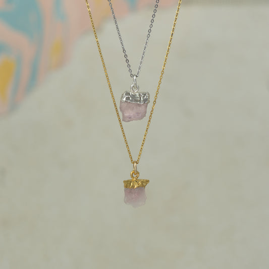 Raw Rose Quartz Pendant