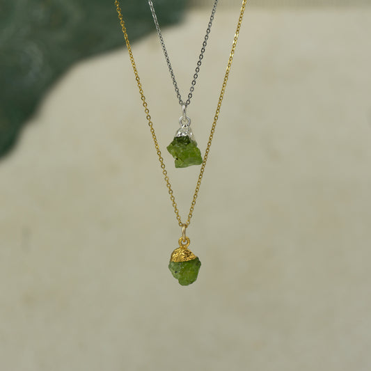 Raw Peridot Pendant