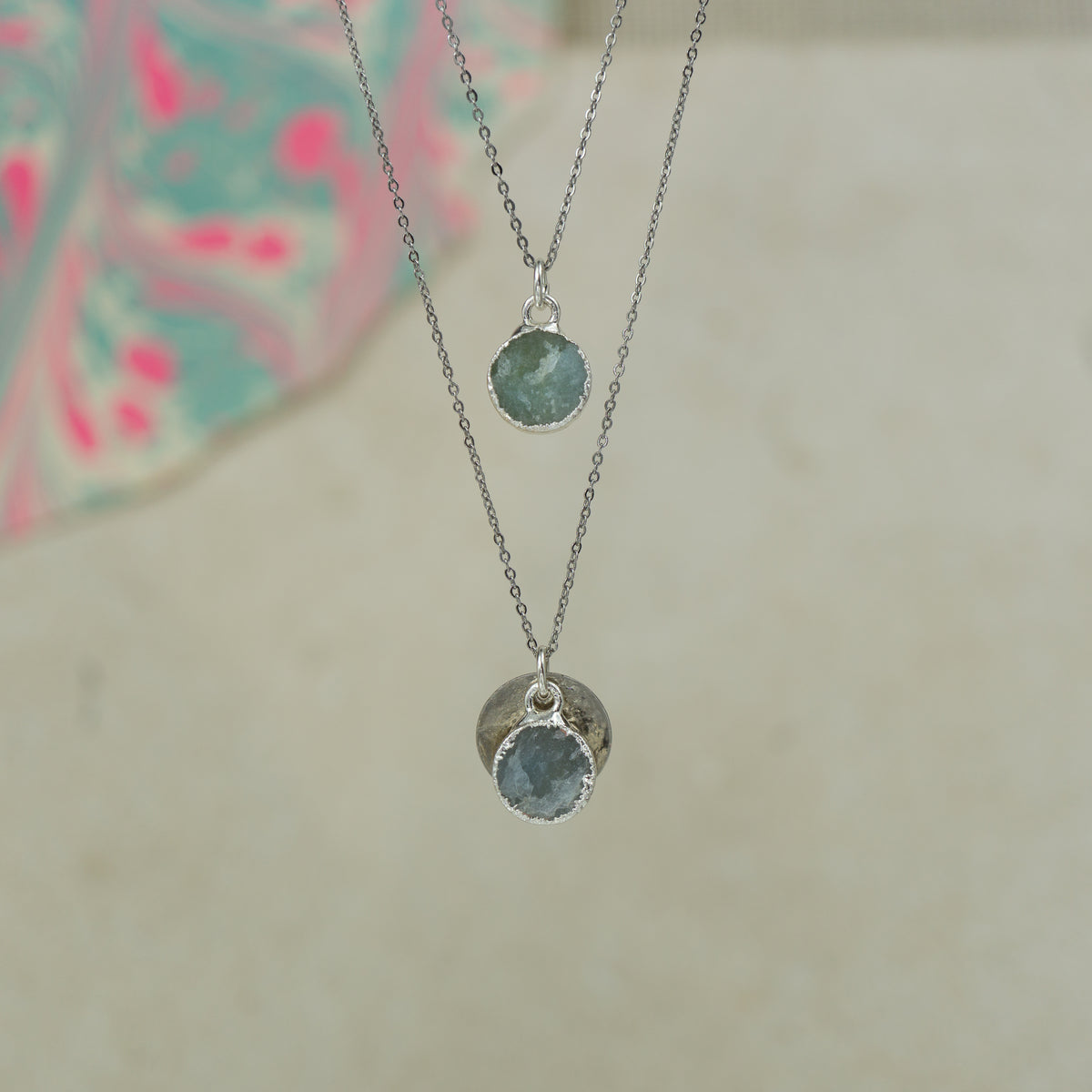 Round Aquamarine Pendant