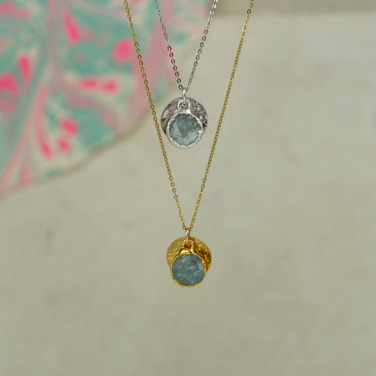 Round Aquamarine Pendant