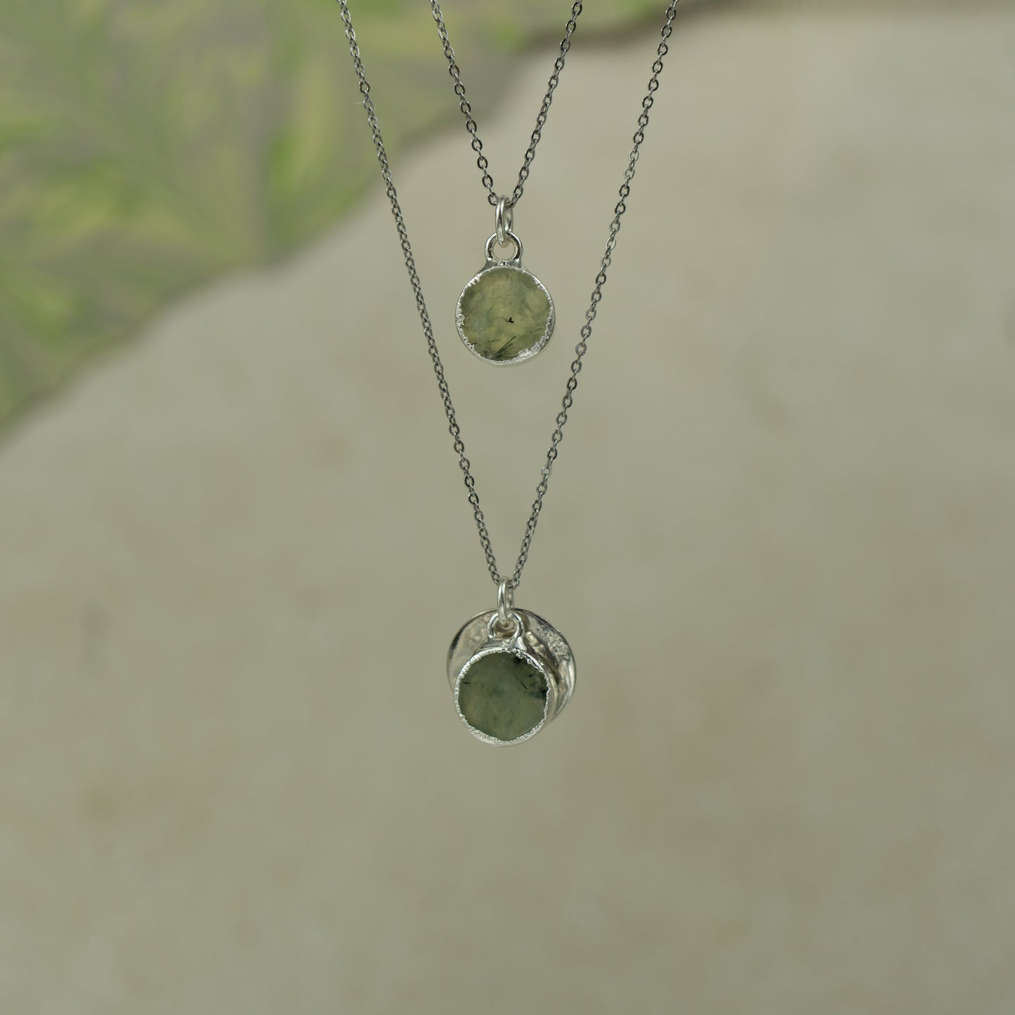 Round Prehnite Pendant