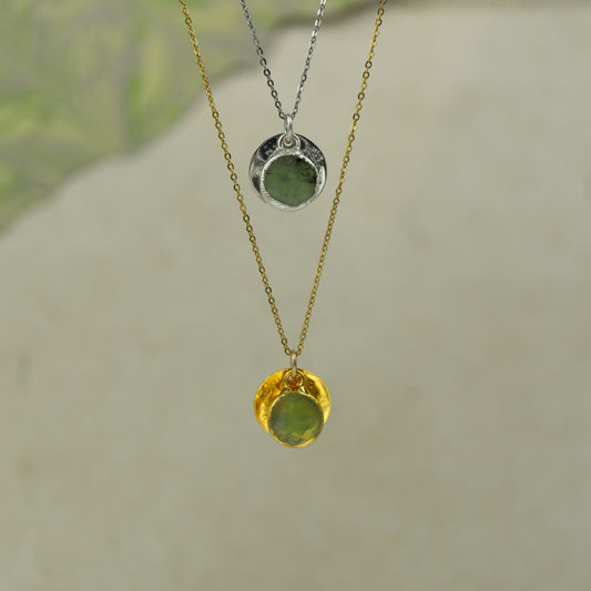 Round Prehnite Pendant