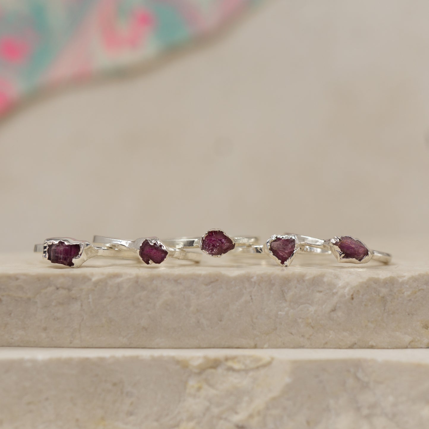 Pink Tourmaline Stacking Ring