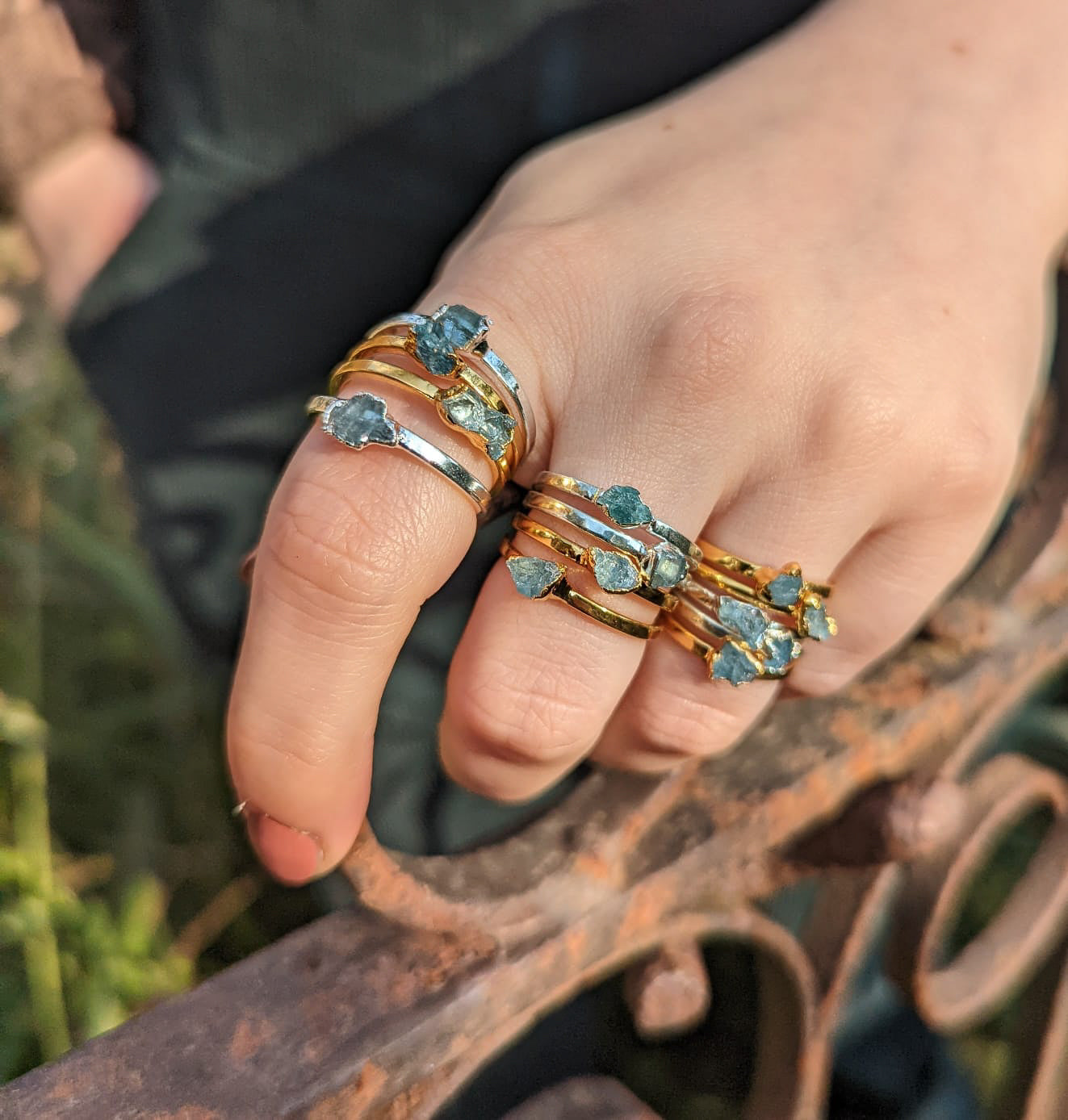 Ruby Aquamarine Stackable Ring 14k White Gold Ct Ruby Stackable