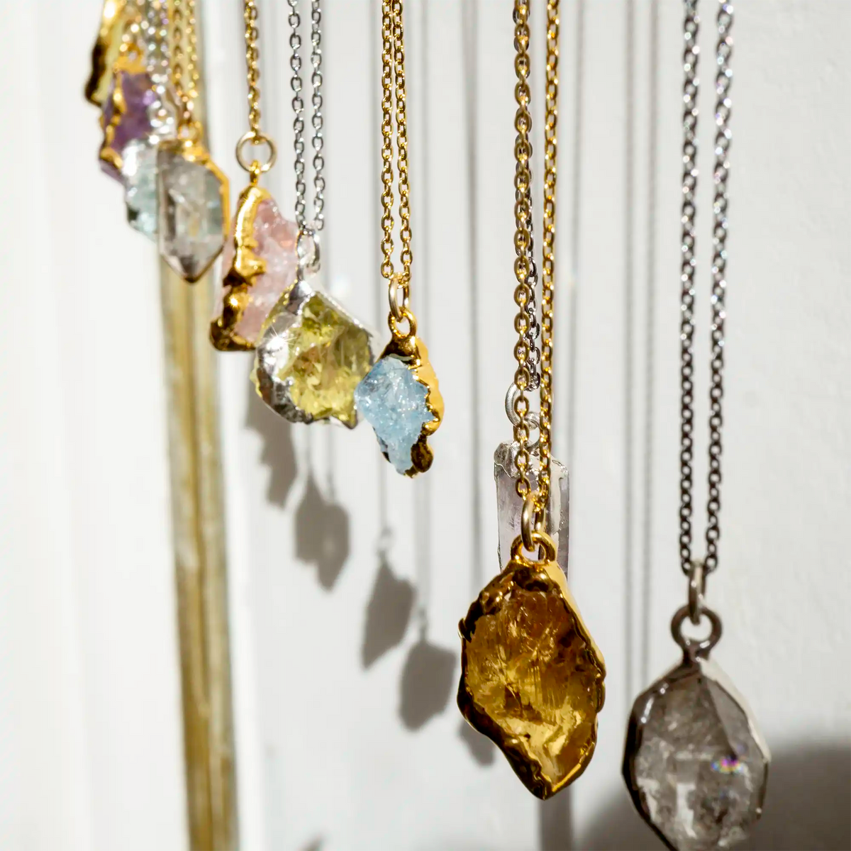 One-off Raw Gemstone Pendants, handmade by Roccabella