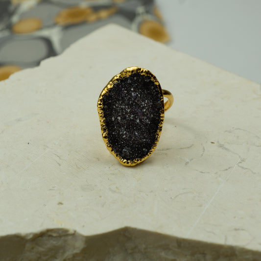 Black Druzy Ring