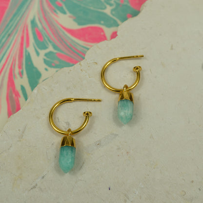 Amazonite Spike Hoops