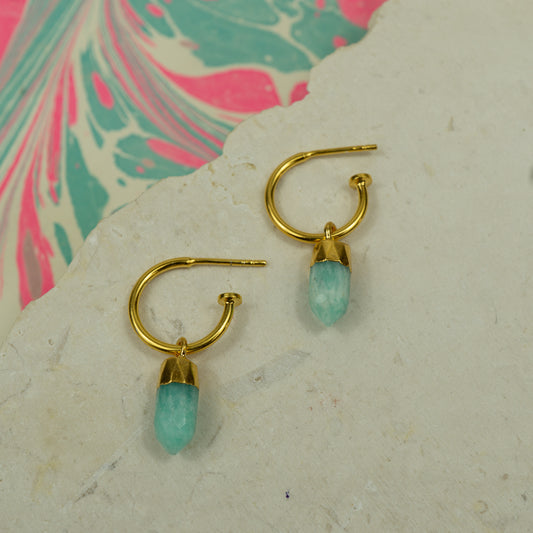 Amazonite Spike Hoops