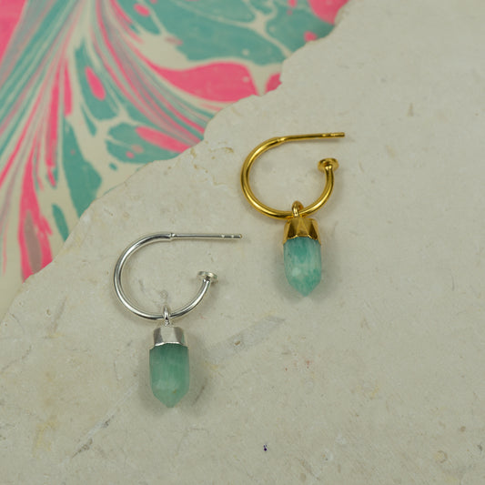 Amazonite Spike Hoops