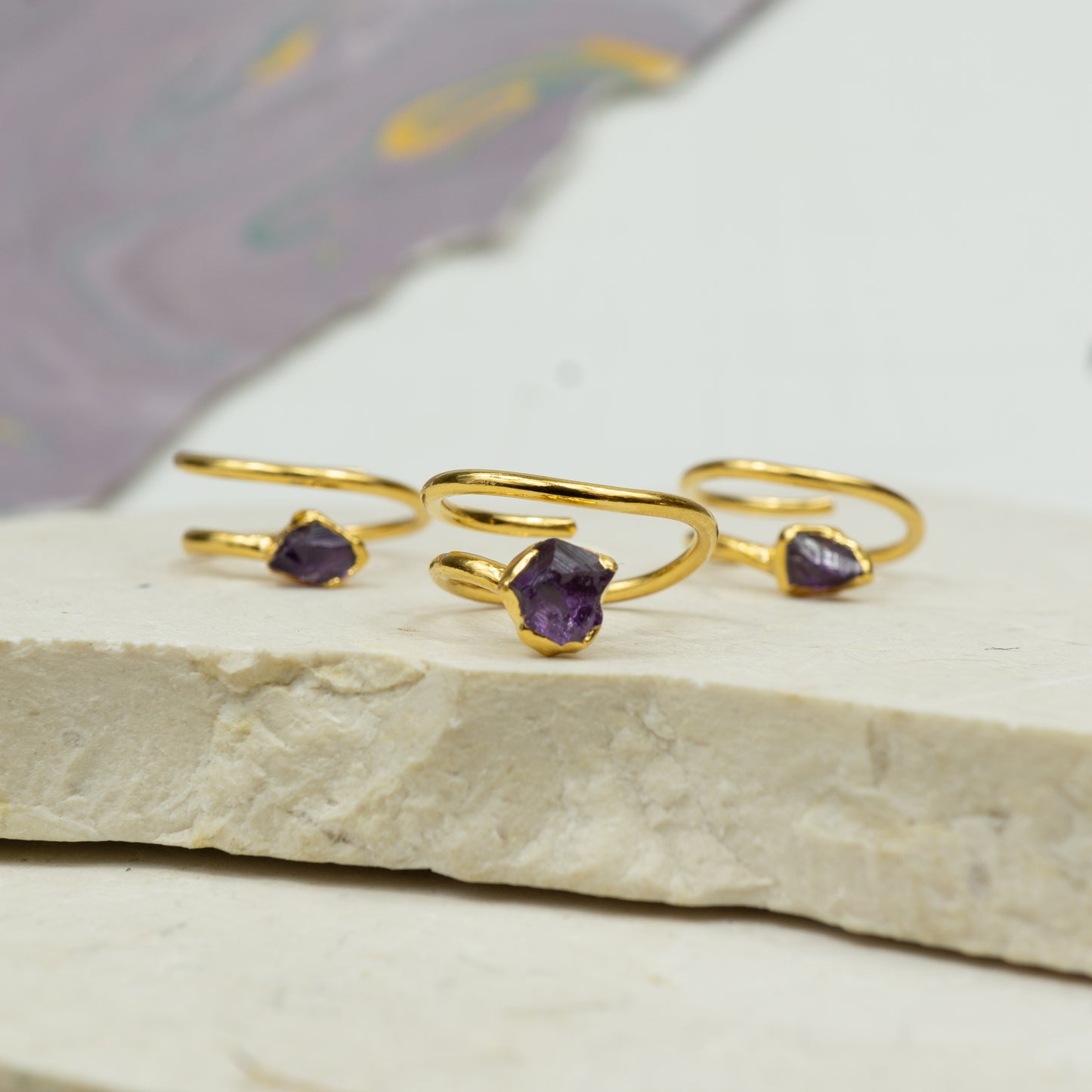 Amethyst Corkscrew Ring