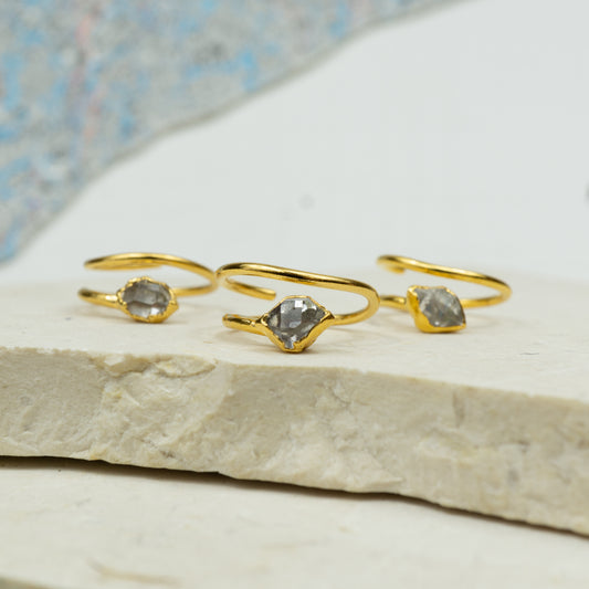Herkimer Diamond Corkscrew Ring