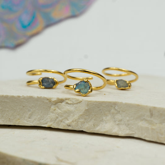 Labradorite Corkscrew Ring