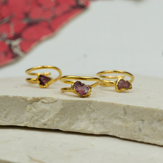 Pink Tourmaline Corkscrew ring