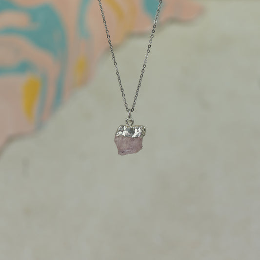 Raw Rose Quartz Pendant