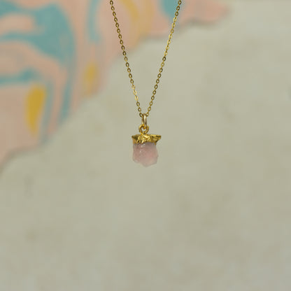 Raw Rose Quartz Pendant