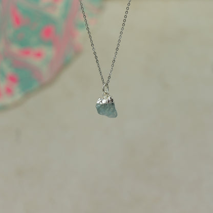 Raw Aquamarine Pendant Necklace - Gold Filled Chain - March Birthstone –  The Cord Gallery