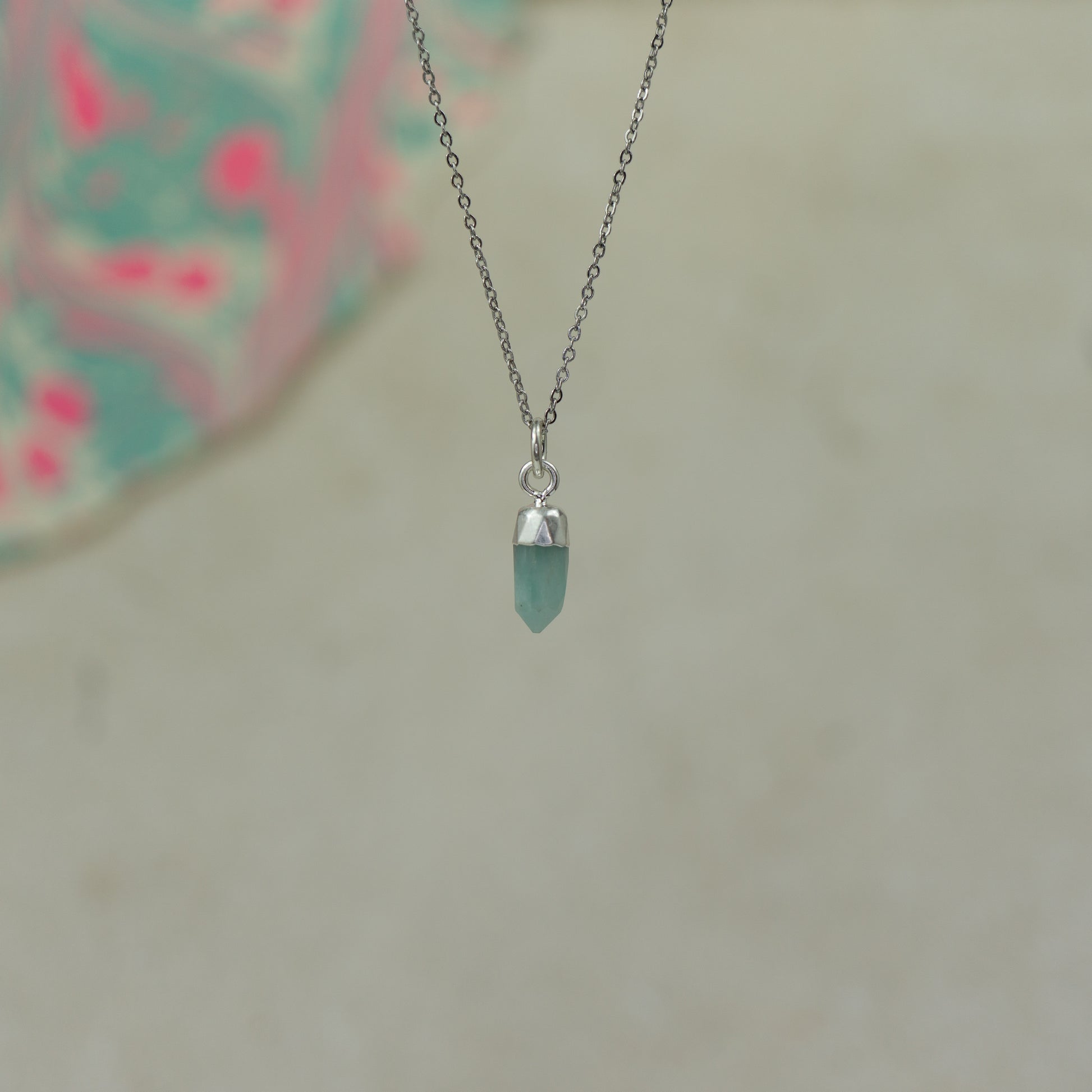 silver amazonite spike pendant on chain