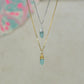 blue amazonite pendant in gold and silver layered necklace