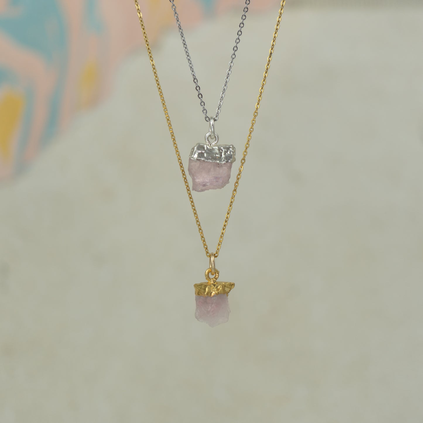 Raw Rose Quartz Pendant