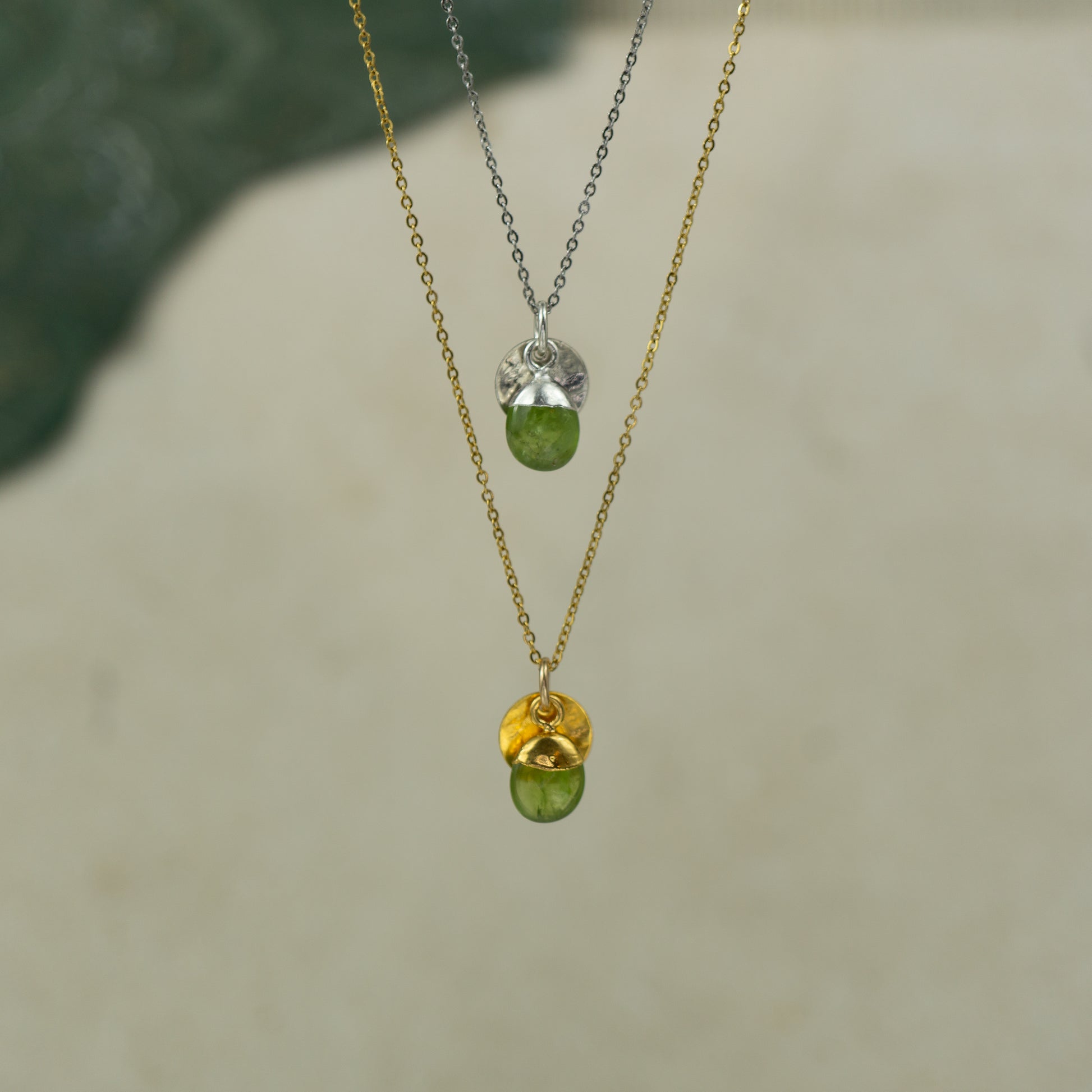 Dainty Peridot Necklace - August Birthstone – The Cord Gallery