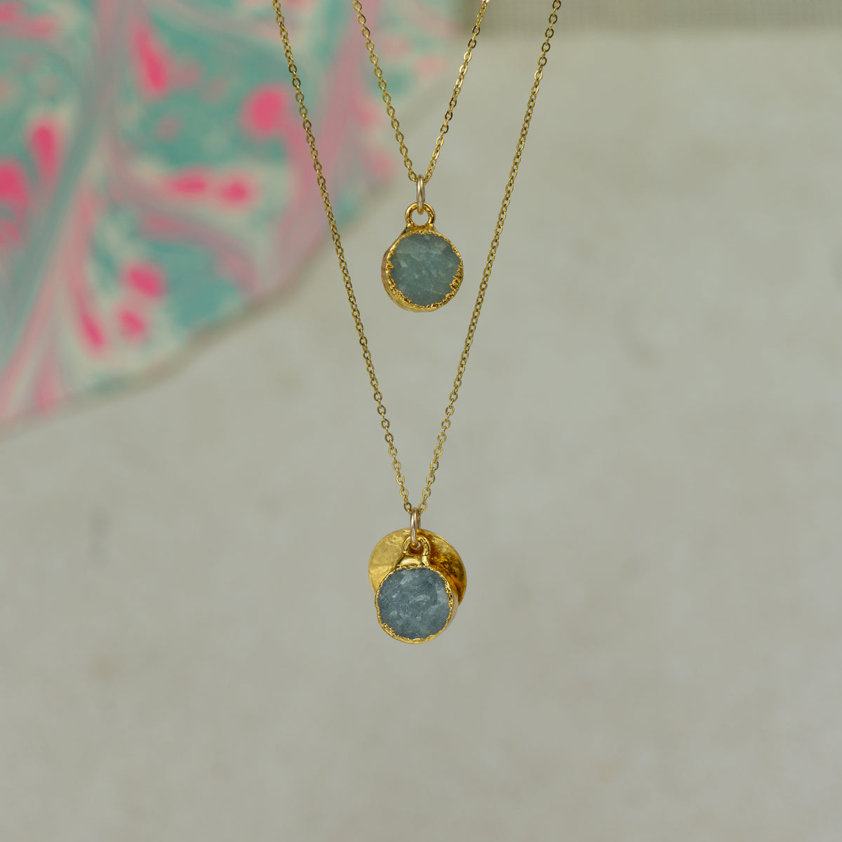 Round Aquamarine Pendant