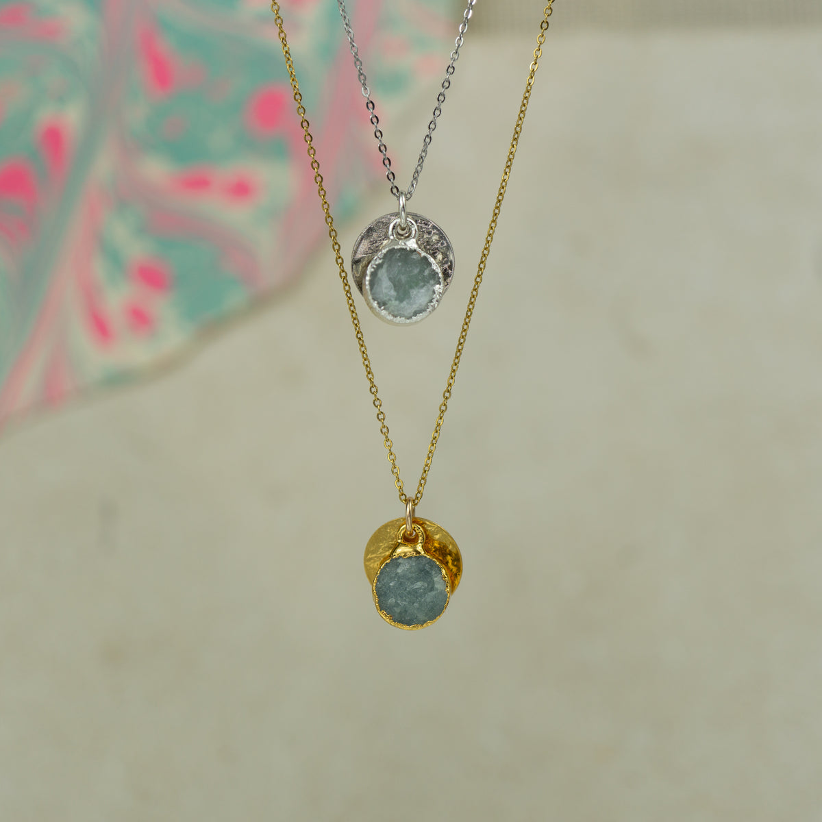 Round Aquamarine Pendant