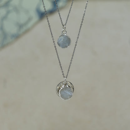 Round Rainbow Moonstone Pendant