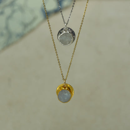 Round Rainbow Moonstone Pendant