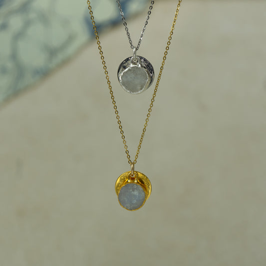Round Rainbow Moonstone Pendant