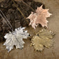 real Canadian maple leaf pendants in silver, gold and rose gold on chains 