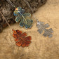 real oak leaf pendants in silver and our copper and blue patinations on chains